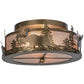 Meyda Lighting Moose at Dusk 18" 2-Light Antique Copper Flush Mount Light With Silver Mica Shade Glass