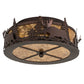 Meyda Lighting Moose at Dusk 18" 2-Light Mahogany Bronze Flush Mount Light With Amber Mica Shade Glass