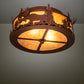 Meyda Lighting Moose at Dusk 18" 2-Light Rust Flush Mount Light With Amber Mica Shade Glass