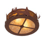 Meyda Lighting Moose at Dusk 18" 2-Light Rust Flush Mount Light With Amber Mica Shade Glass