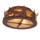 Meyda Lighting Moose at Dusk 18" 2-Light Rust Flush Mount Light With Amber Mica Shade Glass