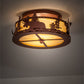 Meyda Lighting Moose at Dusk 18" 2-Light Rust Flush Mount Light With Beige Art Shade Glass
