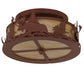 Meyda Lighting Moose at Dusk 18" 2-Light Rust Flush Mount Light With Beige Art Shade Glass