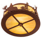 Meyda Lighting Moose at Dusk 18" 2-Light Rust Flush Mount Light With Beige Art Shade Glass