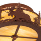 Meyda Lighting Moose at Dusk 18" 2-Light Rust Flush Mount Light With Beige Art Shade Glass