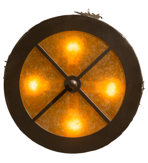 Meyda Lighting Moose at Dusk 18" 4-Light Oil Rubbed Bronze Semi-flush Mount Light With Amber Mica Shade Glass