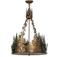 Meyda Lighting Moose at Dusk 22" 4-Light Antique Copper Inverted Pendant Light With Silver Mica Shade Glass