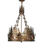 Meyda Lighting Moose at Dusk 22" 4-Light Antique Copper Inverted Pendant Light With Silver Mica Shade Glass