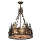 Meyda Lighting Moose at Dusk 22" 4-Light Antique Copper Inverted Pendant Light With Silver Mica Shade Glass