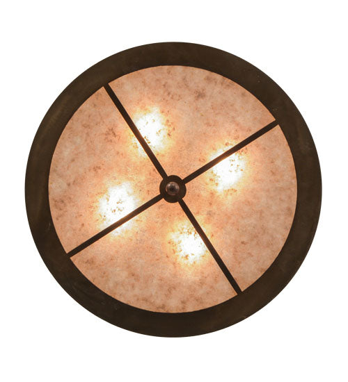 Meyda Lighting Moose at Dusk 22" 4-Light Antique Copper Inverted Pendant Light With Silver Mica Shade Glass
