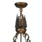 Meyda Lighting Moose at Dusk 22" 4-Light Antique Copper Inverted Pendant Light With Silver Mica Shade Glass