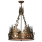 Meyda Lighting Moose at Dusk 22" 4-Light Antique Copper Inverted Pendant Light With Silver Mica Shade Glass