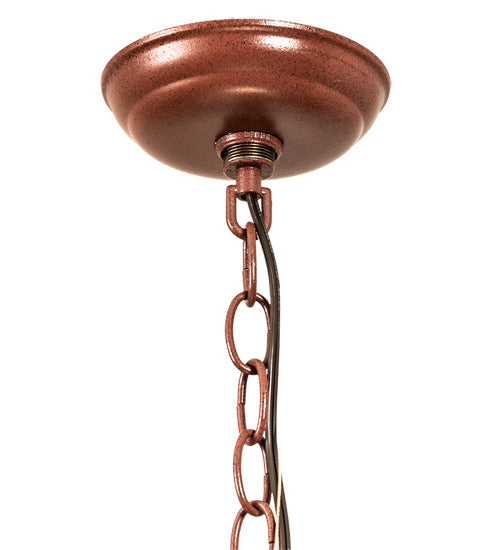 Meyda Lighting Moose at Dusk 22" 4-Light Rust Inverted Pendant Light With Amber Mica Shade Glass