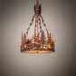 Meyda Lighting Moose at Dusk 22" 4-Light Rust Inverted Pendant Light With Amber Mica Shade Glass