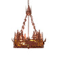 Meyda Lighting Moose at Dusk 22" 4-Light Rust Inverted Pendant Light With Amber Mica Shade Glass