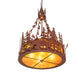 Meyda Lighting Moose at Dusk 22" 4-Light Rust Inverted Pendant Light With Amber Mica Shade Glass