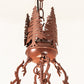 Meyda Lighting Moose at Dusk 22" 4-Light Rust Inverted Pendant Light With Amber Mica Shade Glass