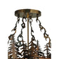 Meyda Lighting Moose at Dusk 23" 4-Light Light Burnished Antique Copper Inverted Pendant Light With Silver Mica Shade Glass