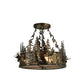 Meyda Lighting Moose at Dusk 23" 4-Light Light Burnished Antique Copper Inverted Pendant Light With Silver Mica Shade Glass