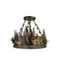 Meyda Lighting Moose at Dusk 23" 4-Light Light Burnished Antique Copper Inverted Pendant Light With Silver Mica Shade Glass