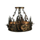 Meyda Lighting Moose at Dusk 23" 4-Light Light Burnished Antique Copper Inverted Pendant Light With Silver Mica Shade Glass