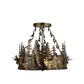 Meyda Lighting Moose at Dusk 23" 4-Light Light Burnished Antique Copper Inverted Pendant Light With Silver Mica Shade Glass