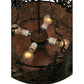 Meyda Lighting Moose at Dusk 23" 4-Light Light Burnished Antique Copper Inverted Pendant Light With Silver Mica Shade Glass