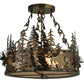 Meyda Lighting Moose at Dusk 23" 4-Light Light Burnished Antique Copper Inverted Pendant Light With Silver Mica Shade Glass