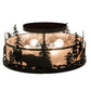 Meyda Lighting Moose at Dusk 24" 2-Light Textured Black Flush Mount Light With Silver Mica Shade Glass