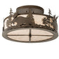 Meyda Lighting Moose at Dusk 24" 4-Light Antique Copper Flush Mount Light With Silver Mica Shade Glass