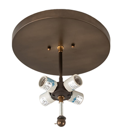 Meyda Lighting Moose at Dusk 24" 4-Light Antique Copper Flush Mount Light With Silver Mica Shade Glass