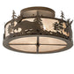 Meyda Lighting Moose at Dusk 24" 4-Light Antique Copper Flush Mount Light With Silver Mica Shade Glass