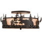 Meyda Lighting Moose at Dusk 24" 4-Light Oil Rubbed Bronze Flush Mount Light With Silver Mica Shade Glass