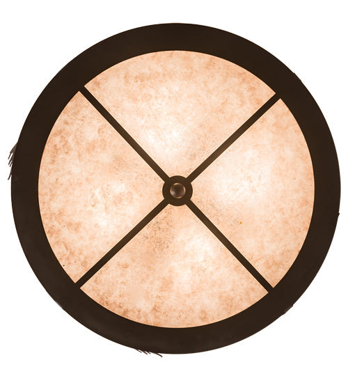 Meyda Lighting Moose at Dusk 24" 4-Light Oil Rubbed Bronze Flush Mount Light With Silver Mica Shade Glass