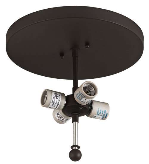 Meyda Lighting Moose at Dusk 24" 4-Light Oil Rubbed Bronze Flush Mount Light With Silver Mica Shade Glass