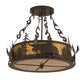 Meyda Lighting Moose at Dusk 24" 4-Light Oil Rubbed Bronze Semi-flush Mount Light With Amber Mica Shade Glass