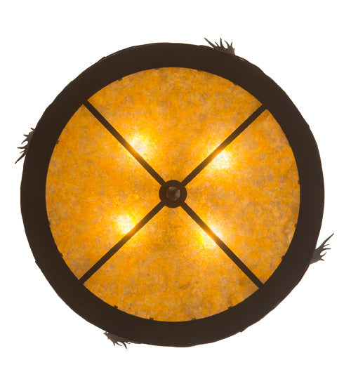 Meyda Lighting Moose at Dusk 24" 4-Light Oil Rubbed Bronze Semi-flush Mount Light With Amber Mica Shade Glass