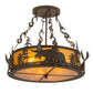 Meyda Lighting Moose at Dusk 24" 4-Light Oil Rubbed Bronze Semi-flush Mount Light With Amber Mica Shade Glass