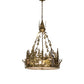Meyda Lighting Moose at Dusk 26" 4-Light Brass Tint Inverted Pendant Light With Silver Mica Shade Glass