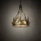 Meyda Lighting Moose at Dusk 26" 4-Light Brass Tint Inverted Pendant Light With Silver Mica Shade Glass