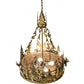 Meyda Lighting Moose at Dusk 26" 4-Light Brass Tint Inverted Pendant Light With Silver Mica Shade Glass