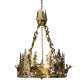 Meyda Lighting Moose at Dusk 26" 4-Light Brass Tint Inverted Pendant Light With Silver Mica Shade Glass