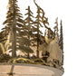 Meyda Lighting Moose at Dusk 26" 4-Light Brass Tint Inverted Pendant Light With Silver Mica Shade Glass