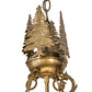 Meyda Lighting Moose at Dusk 26" 4-Light Brass Tint Inverted Pendant Light With Silver Mica Shade Glass