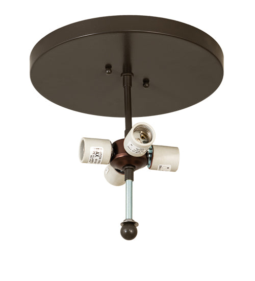Meyda Lighting Moose at Dusk 26" 4-Light Timeless Bronze Flush Mount Light With Silver Mica Shade Glass