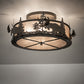 Meyda Lighting Moose at Dusk 26" 4-Light Timeless Bronze Flush Mount Light With Silver Mica Shade Glass