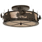 Meyda Lighting Moose at Dusk 26" 4-Light Timeless Bronze Flush Mount Light With Silver Mica Shade Glass