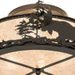 Meyda Lighting Moose at Dusk 26" 4-Light Timeless Bronze Flush Mount Light With Silver Mica Shade Glass