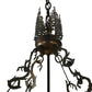 Meyda Lighting Moose at Dusk 31" 4-Light Antique Copper Inverted Pendant Light With Amber Mica Shade Glass