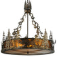 Meyda Lighting Moose at Dusk 31" 4-Light Antique Copper Inverted Pendant Light With Amber Mica Shade Glass